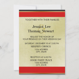 Invitación Elegancia simple roja, negra y dorada