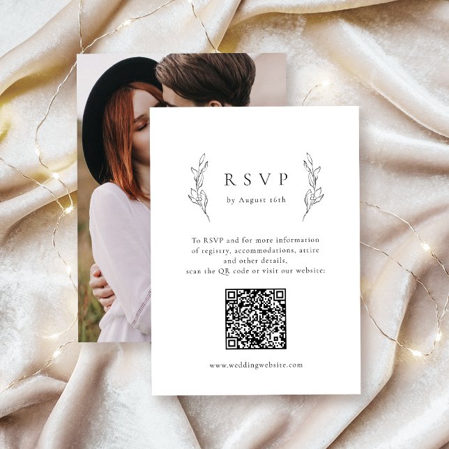 Invitación Elegancia simple vegetación botánica boda de códig (Simple elegance botanical greenery QR code wedding Invitation)