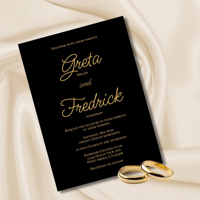 Invitación Elegancia simple y eterna Boda de guiones de oro n (Subido por el creador)