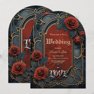 Invitación Elegancia steampunk vintage rosas de amor de reloj