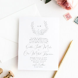 Invitación Elegancia sutil | Boda de monograma de la guirnald