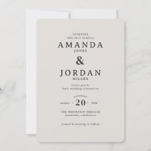 Invitación Elegancia Tipográfica Beige Sofisticada