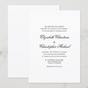 Invitación Elegancia Tradicional Compacta (Recepción a seguir