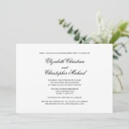 Invitación Elegancia Tradicional Compromiso en Blanco y Negro