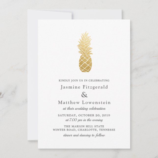 Invitación Elegancia tropical | Boda de piña (Anverso)