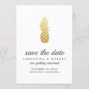 Invitación Elegancia tropical   Piña Guardar la fecha