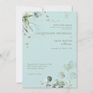 Invitación Elegancia Turquesa Novia Padres Boda
