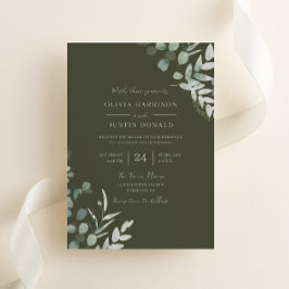 Invitación Elegancia verde: Boda de oliva verde