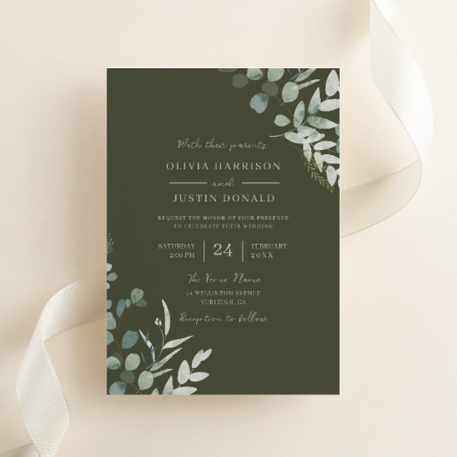 Invitación Elegancia verde: Boda de oliva verde (Subido por el creador)