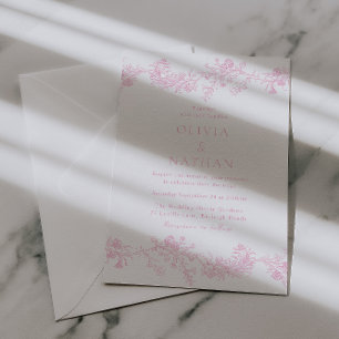 Invitación Elegancia Vintage: Boda Floral de Rosa Suave