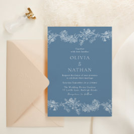 Invitación Elegancia Vintage Clásica Floral Dusty Boda Azul