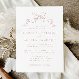 Invitación Elegancia Vintage Rosa Polvorienta Lazo Boda