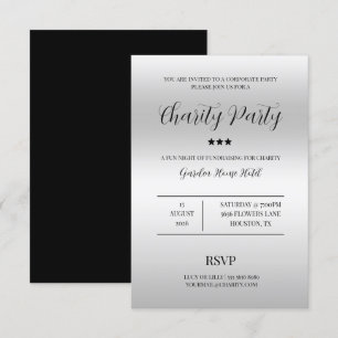 Invitación Elegancia y Clase Fiesta de Caridad de Plata
