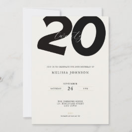 Invitación Elegant 20th Birthday Invitation - Minimal Style