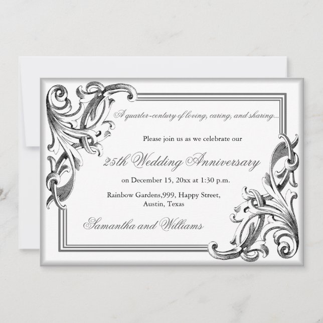 Invitación Elegant 25th Silver Wedding Anniversary Photo  (Anverso)
