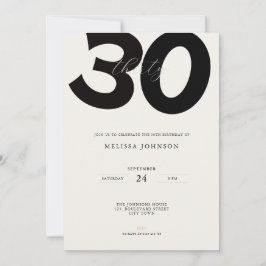 Invitación Elegant 30th Birthday Invitation - Minimal Style