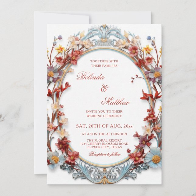 Invitación  Elegant 3D Victorian Floral Frame (Anverso)