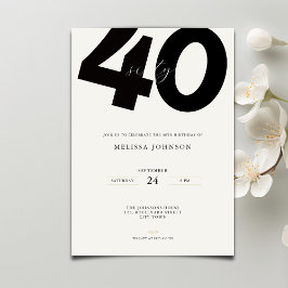 Invitación Elegant 40th Birthday Invitation - Minimal Style