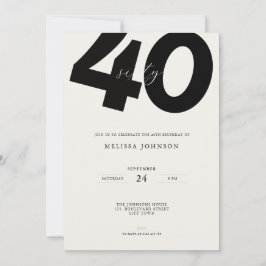 Invitación Elegant 40th Birthday Invitation - Minimal Style