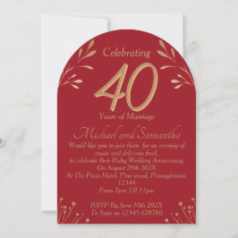 Invitación Elegant 40th Ruby Wedding Party