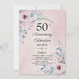 Invitación Elegant 50th Wedding Anniversary Floral Celebratio