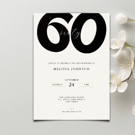 Invitación Elegant 60th Birthday Invitation - Minimal Style