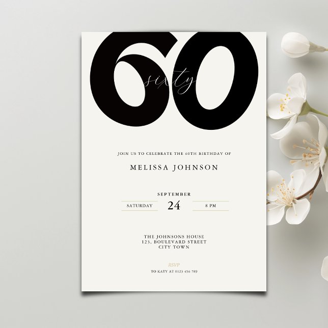 Invitación Elegant 60th Birthday Invitation - Minimal Style (Subido por el creador)