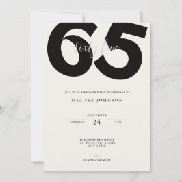 Invitación Elegant 65th Birthday Invitation - Minimal Style