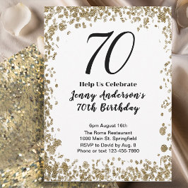 Invitación Elegant 70th Birthday Invitation For Her in Gold