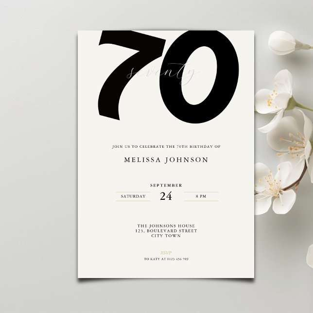 Invitación Elegant 70th Birthday Invitation - Minimal Style (Subido por el creador)