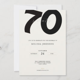 Invitación Elegant 70th Birthday Invitation - Minimal Style