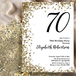 Invitación Elegant 70th Birthday Invitation With Gold Sequins