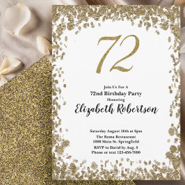 Invitación Elegant 72nd Birthday Invitation With Gold Sequins