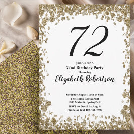 Invitación Elegant 72nd Birthday Invitation With Gold Sequins