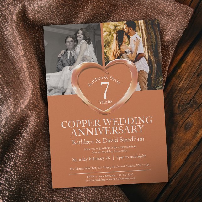 Invitación Elegant 7th Copper Wedding Anniversary  (Subido por el creador)
