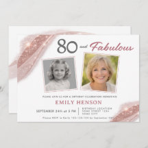 Elegant 80 and Fabulous Rose Gold Photo Birthday