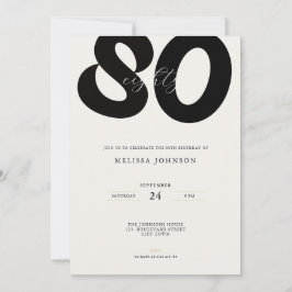 Invitación Elegant 80th Birthday Invitation - Minimal Style