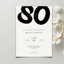 Invitación Elegant 80th Birthday Invitation - Minimal Style