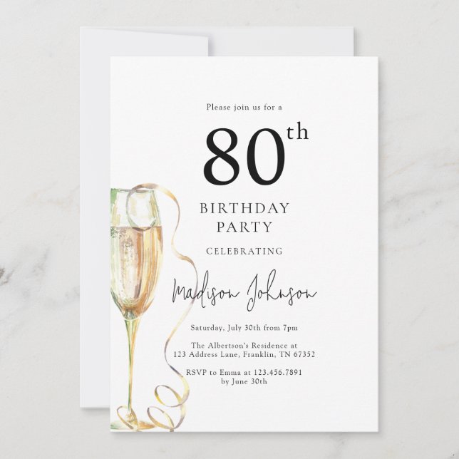 Invitación Elegant 80th Birthday Party (Anverso)