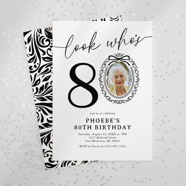 Invitación Elegant 80th Birthday Photo (Subido por el creador)