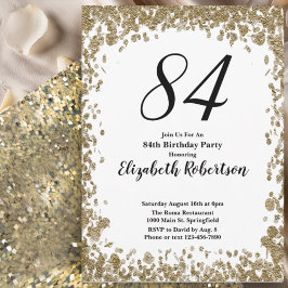 Invitación Elegant 84th Birthday Invitation For Her in Gold
