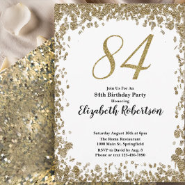 Invitación Elegant 84th Birthday Invitation For Her in Gold