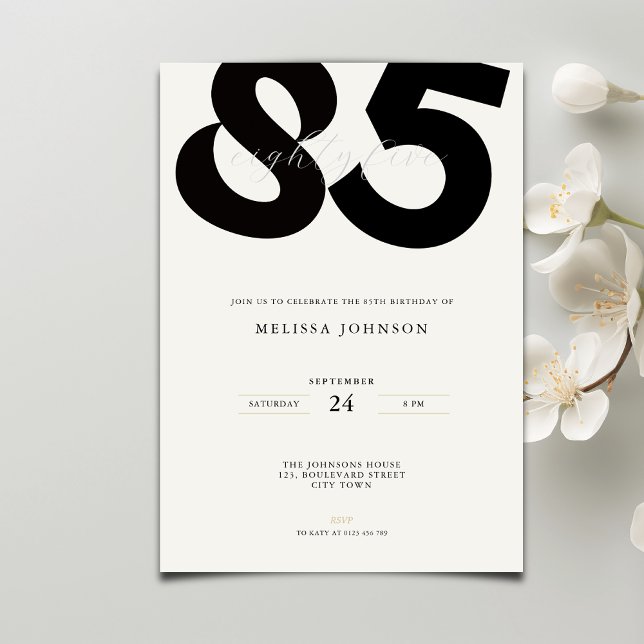 Invitación Elegant 85th Birthday Invitation - Minimal Style (Subido por el creador)