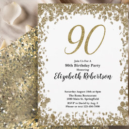 Invitación Elegant 90th Birthday Invitation For Her in Gold