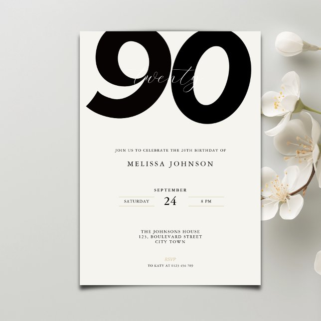 Invitación Elegant 90th Birthday Invitation - Minimal Style (Subido por el creador)