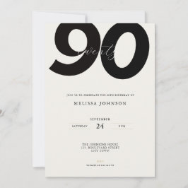 Invitación Elegant 90th Birthday Invitation - Minimal Style