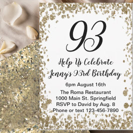 Invitación Elegant 93rd Birthday Invitation For Her in Gold