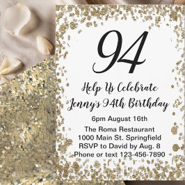 Invitación Elegant 94th Birthday Invitation For Her in Gold
