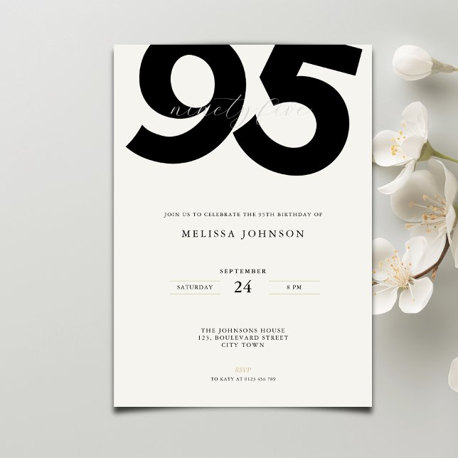 Invitación Elegant 95th Birthday Invitation - Minimal Style (Subido por el creador)