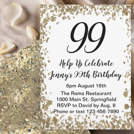 Invitación Elegant 99th Birthday Invitation For Her in Gold